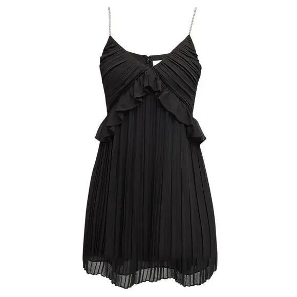 Michael Michael Kors Rhinestone Strap Mini Cocktail Dress Black 12 - Picture 1 of 6